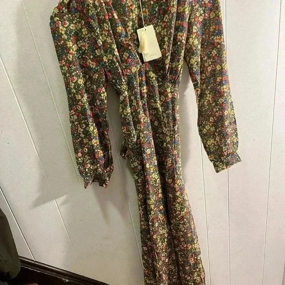 NWT DEN Doen Charleston Dress Green Valley Floral XS Women